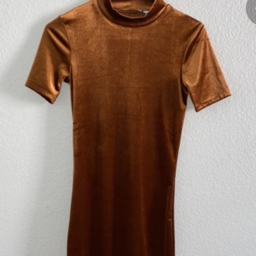 Zara velvet copper  midi dress